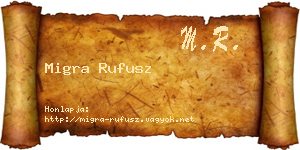 Migra Rufusz névjegykártya
